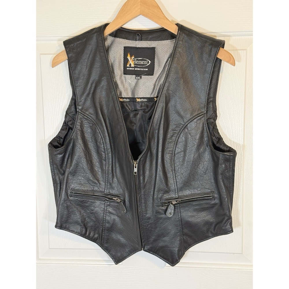 Xelement Women's Black Leather Motorcycle Vest Size XXL Biker